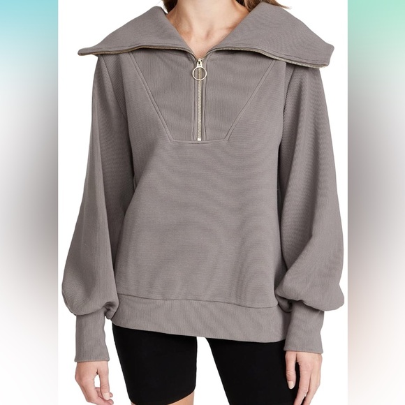 Varley Gray Zip-Up Sweater - Picture 1 of 8